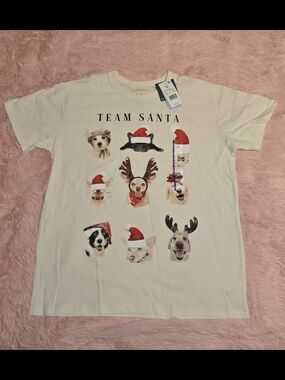 Grayson Threads Team Santa Short Sleeve Dog Print Christmas T-Shirt XL